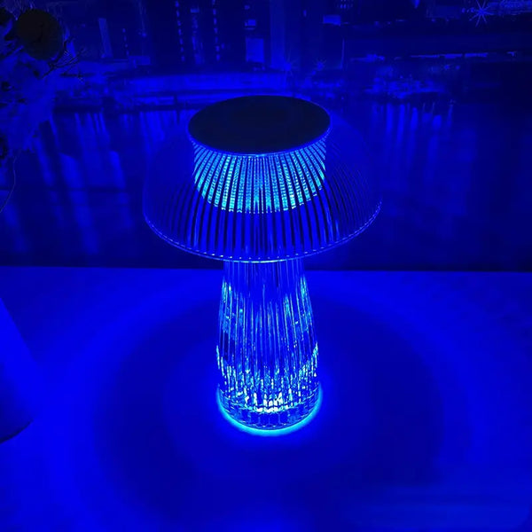 Blue LED light on a black background