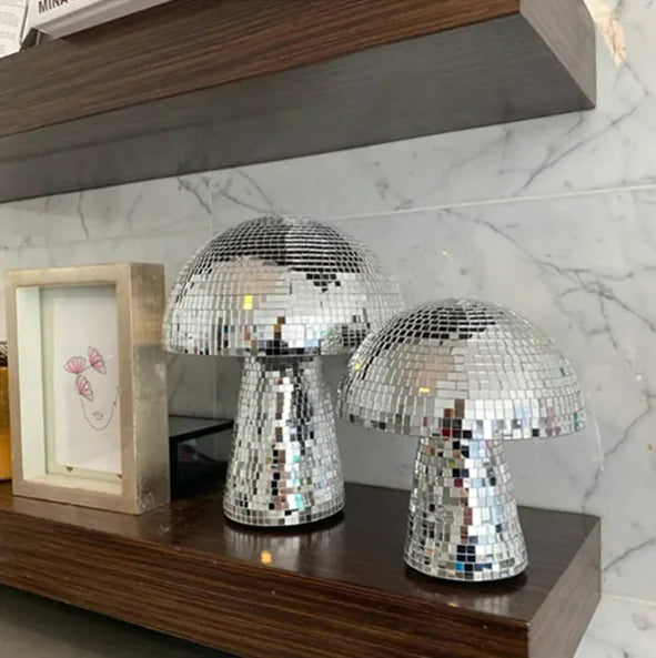 Disco Glass-Brick Mushroom Decor – Sparkle Statement Accent