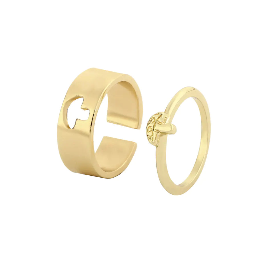 His & Her Hollow Mushroom Ring in Alloy Plating for Couples