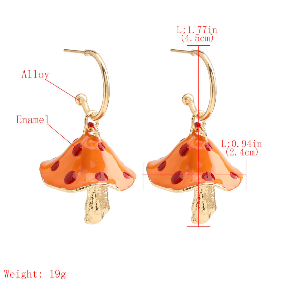 Mushroom Earrings with Creative Alloy Design