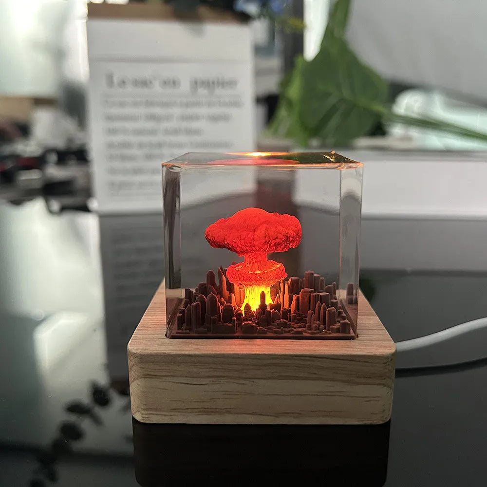 Handmade Explosion Mushroom Cloud Resin Night Lamp