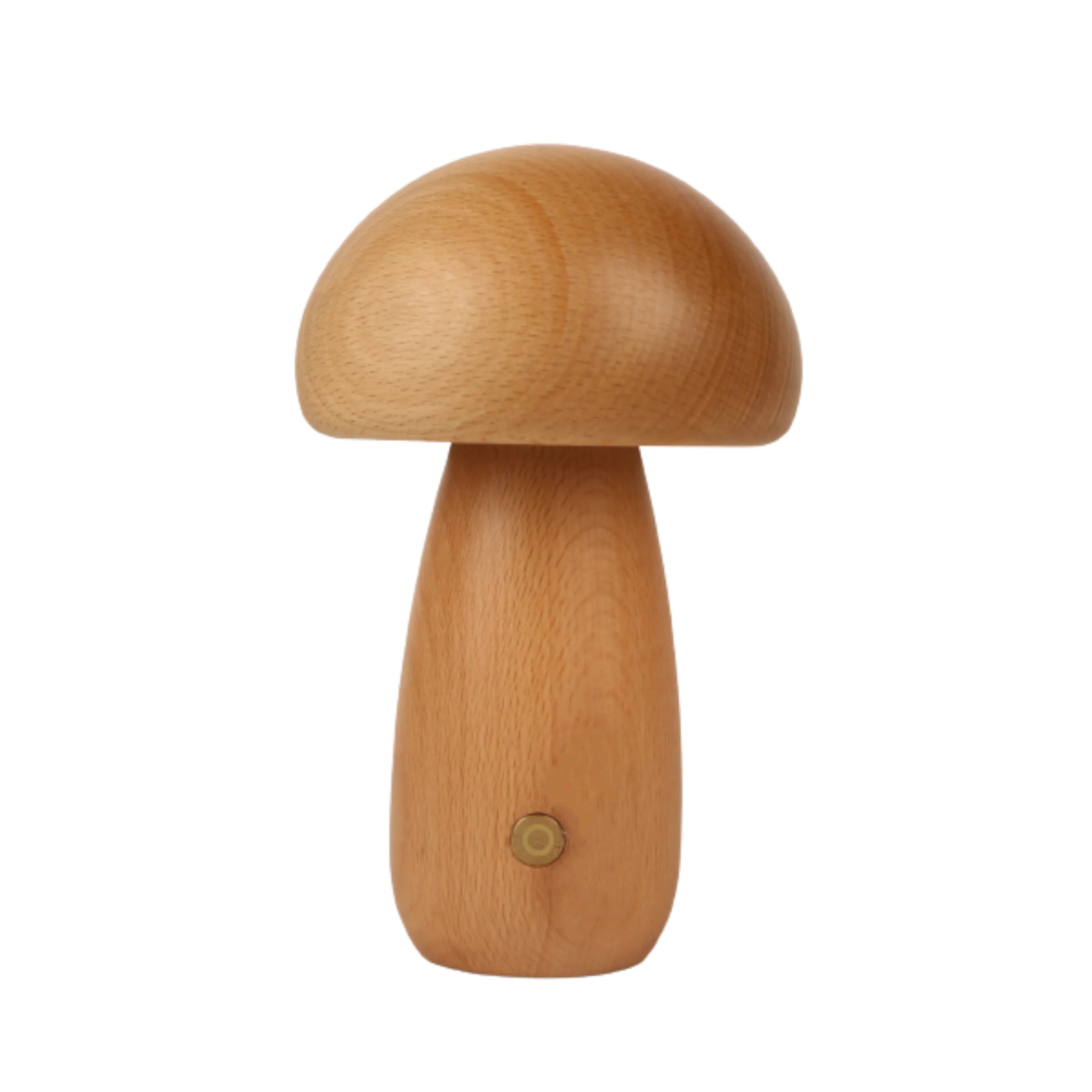 Wooden mushroom-shaped object on a white background
