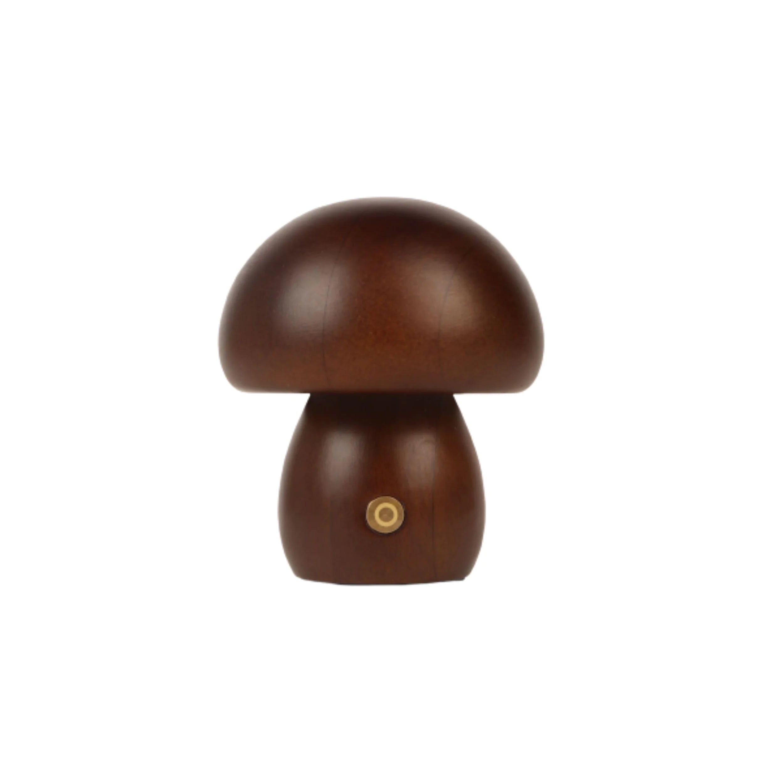 Wooden mushroom-shaped object on a white background