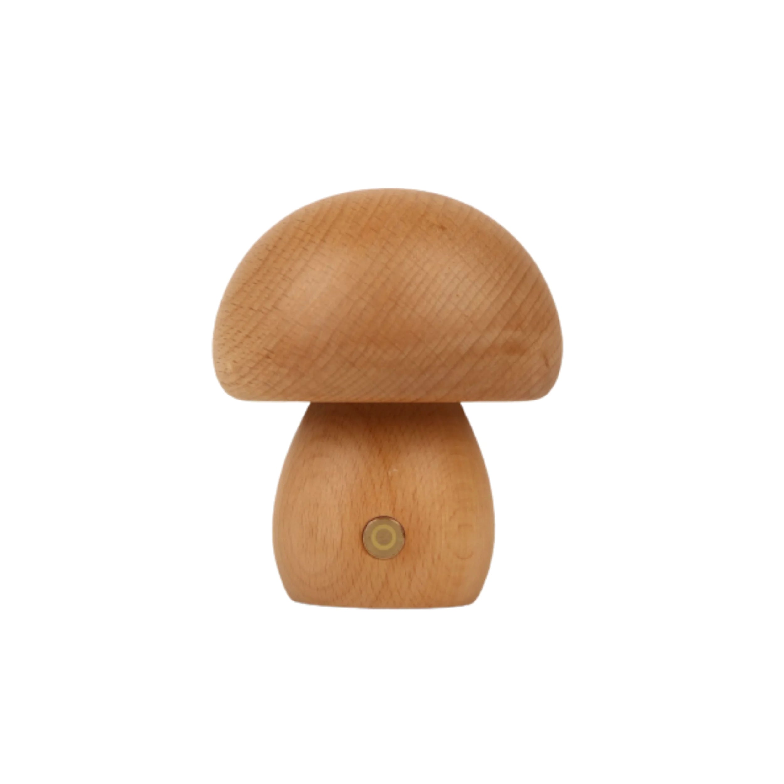 Wooden mushroom-shaped object on a white background