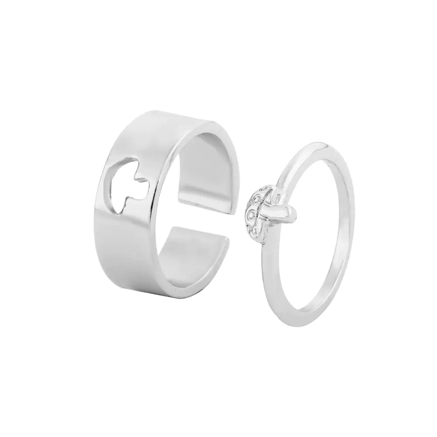 His & Her Hollow Mushroom Ring in Alloy Plating for Couples