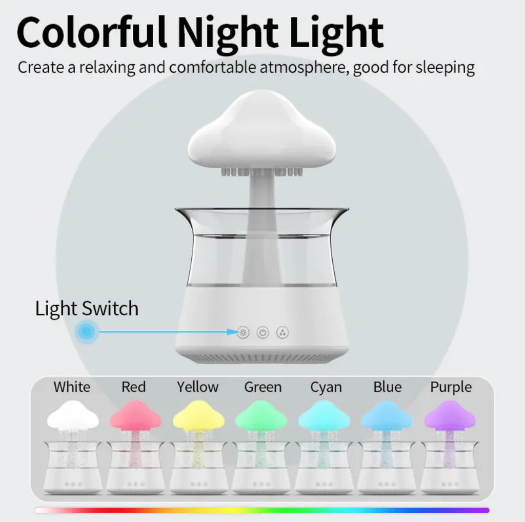 Colorful night light with light switch and color options on a gray background