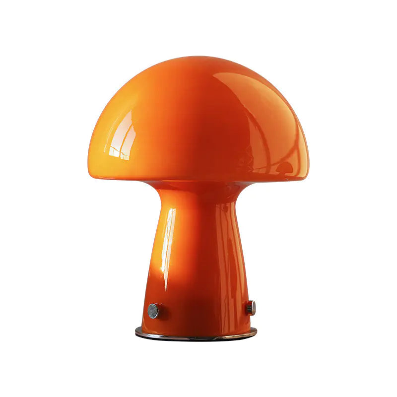 Orange mushroom-shaped lamp on a white background