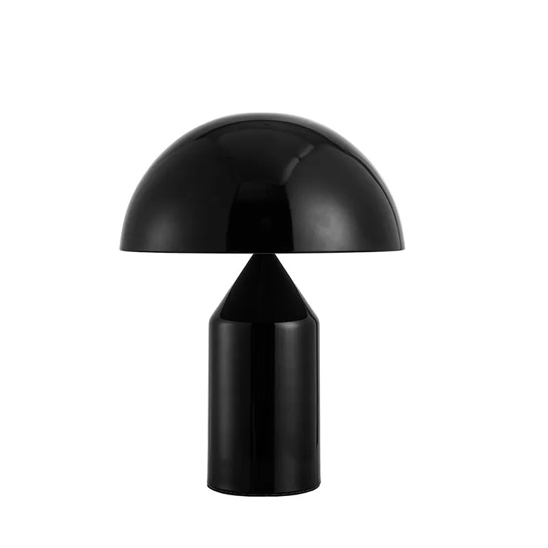 Black table lamp with a unique design on a white background