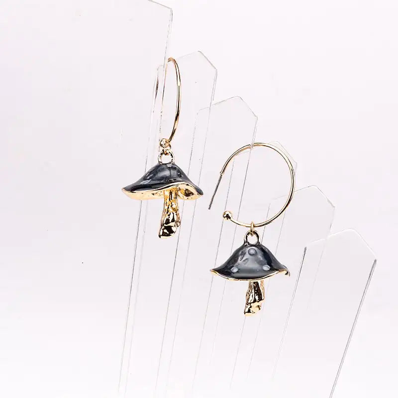 Multicolor Dripping Mushroom Metal Earrings for Women