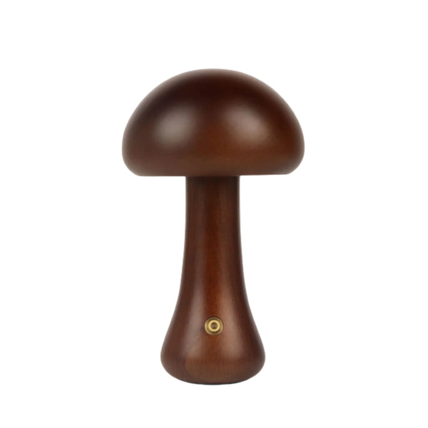 Wooden mushroom-shaped object on a white background