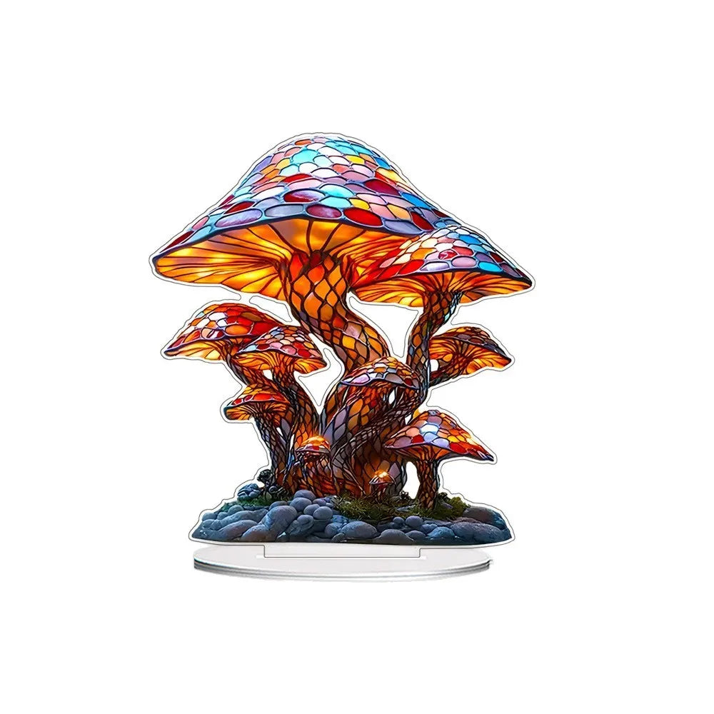 Colorful mushroom-shaped lamp on a white background