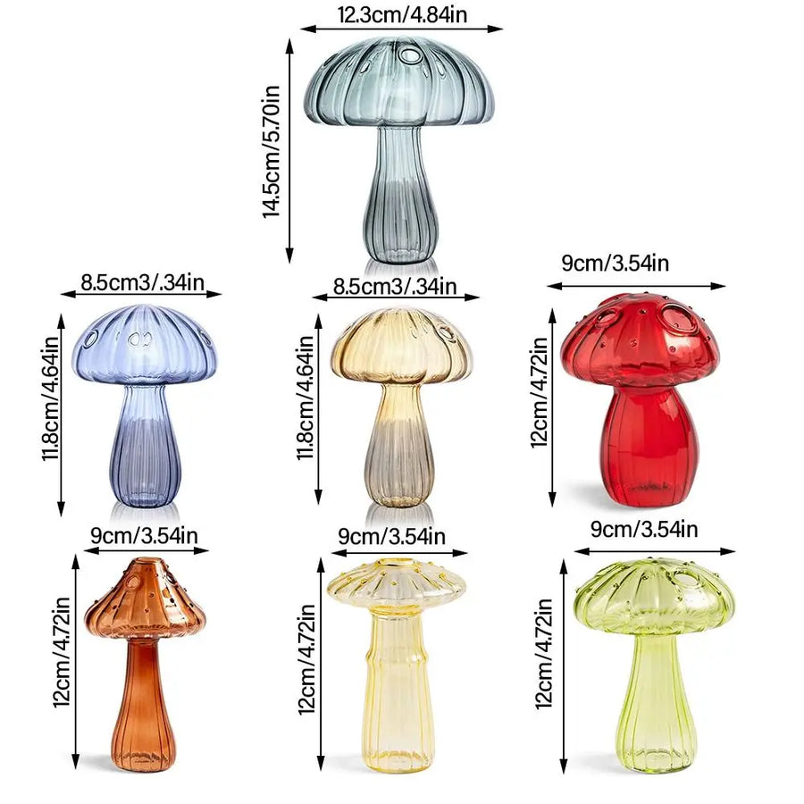 Mushroom Shaped Flower Vase Transparent Glass Vase