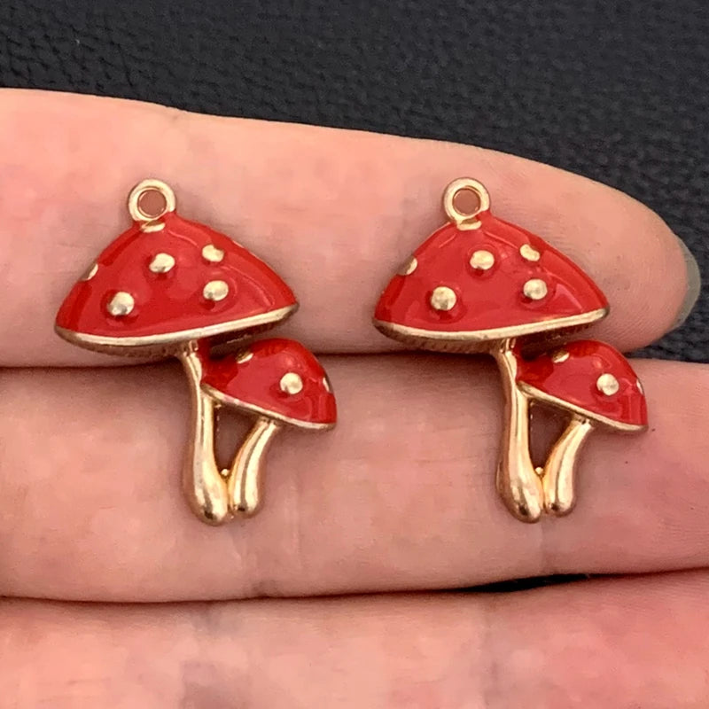5pcs/lot Mixed Enamel Mushroom Charms Pendants for DIY Jewelry Making Earring Bracelet Necklace Finding Craft Accessories
