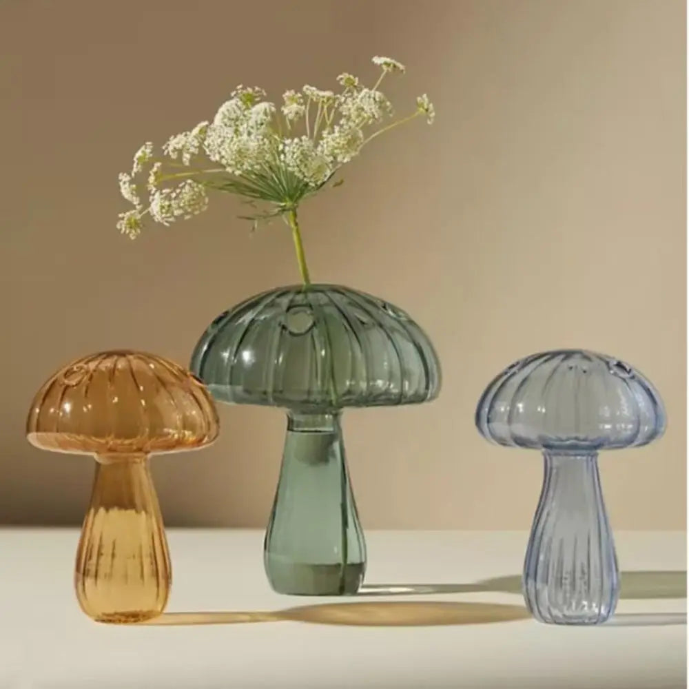 Mushroom Shaped Flower Vase Transparent Glass Vase