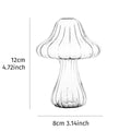 Clear glass vase with measurements on a white background