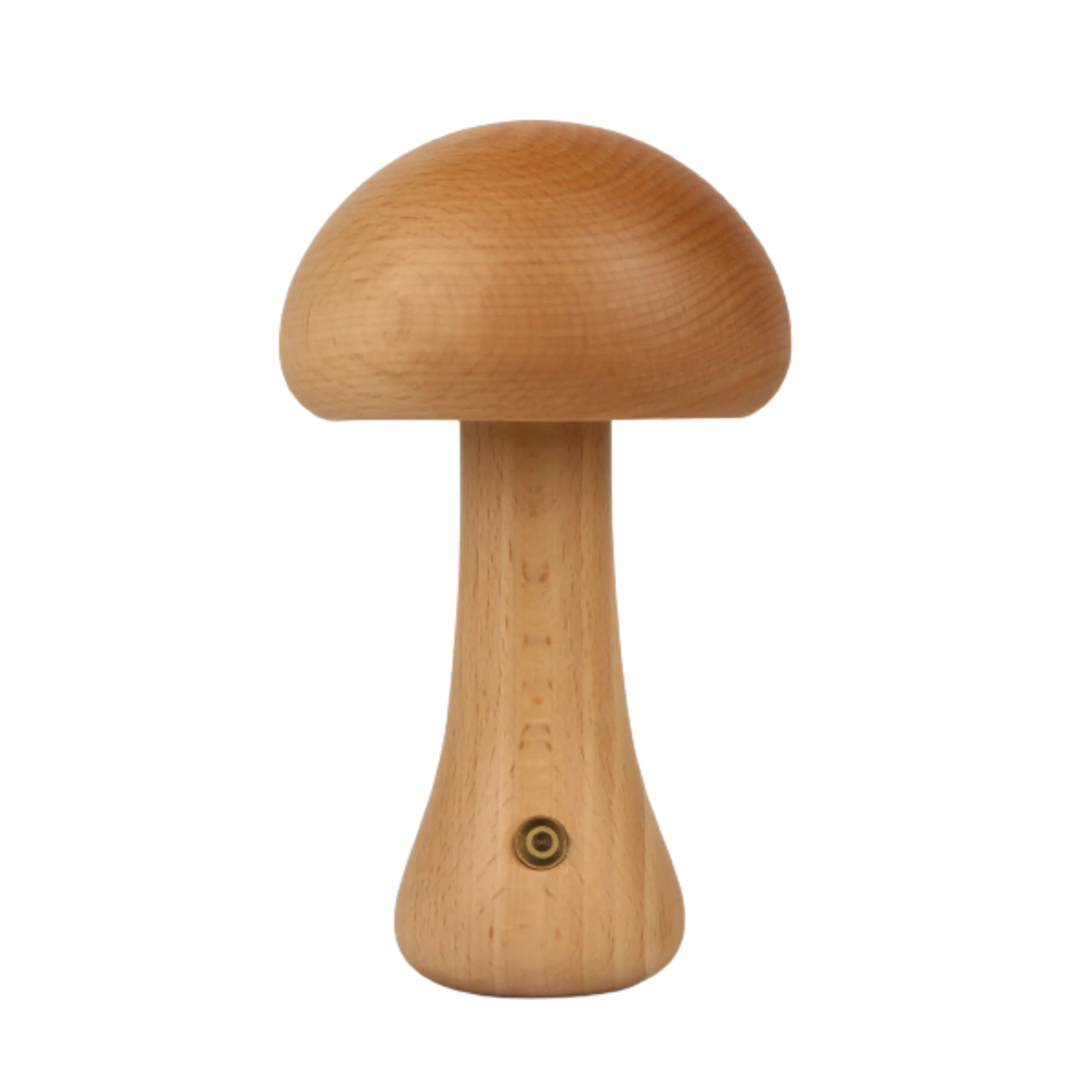 Wooden mushroom-shaped object on a white background