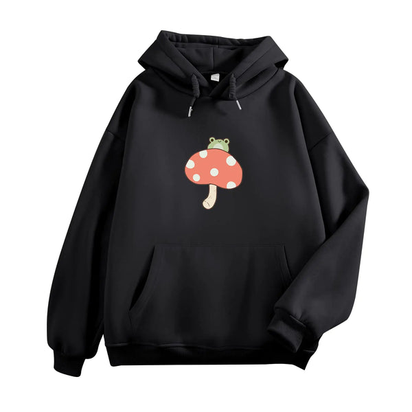 Kawaii mushroom hoodie for teen girls, cottagecore