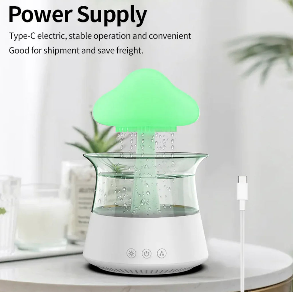 Humidifier with green light on a blurred background