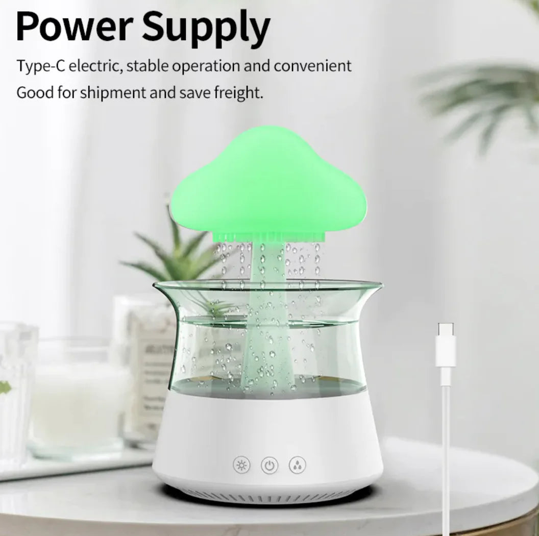 Humidifier with green light on a blurred background