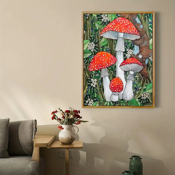 Red mushroom DIY diamond painting set for home decor