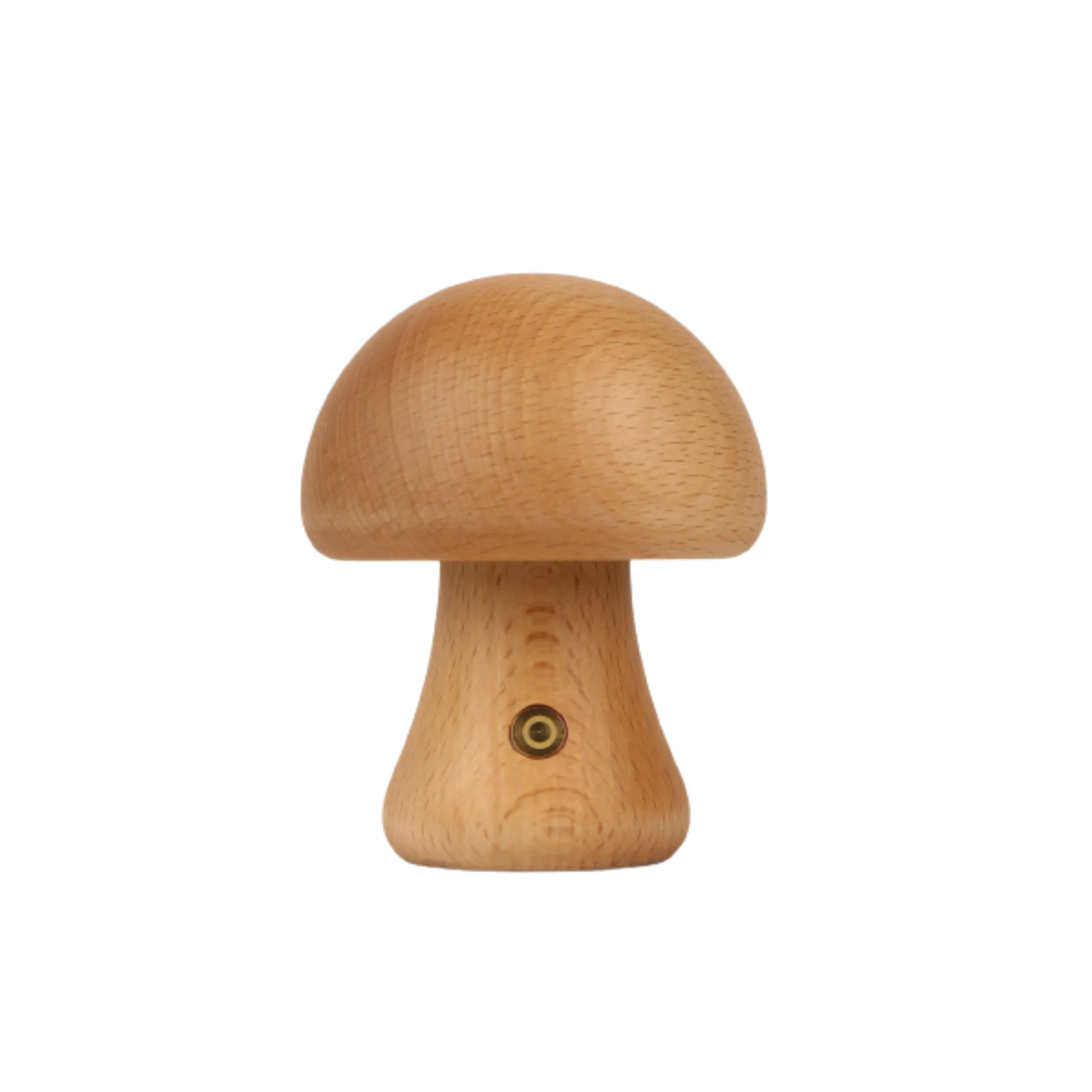 Wooden mushroom-shaped object on a white background