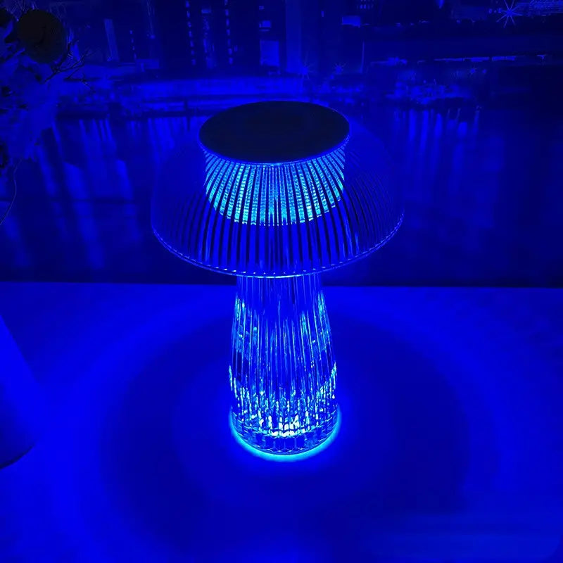 Blue LED light on a black background