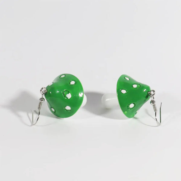 Cute polka dot mushroom earrings for women