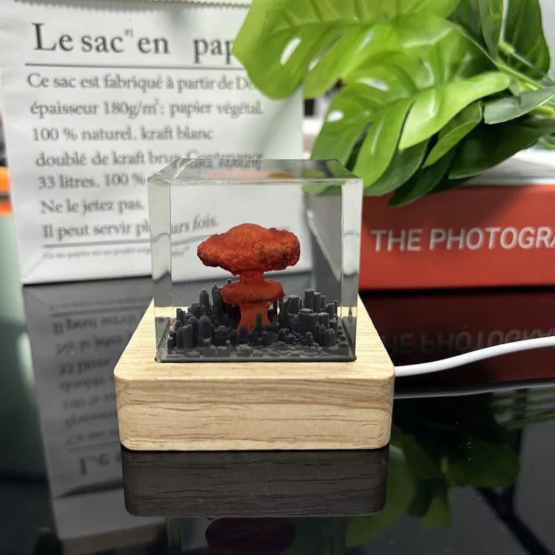 Handmade Explosion Mushroom Cloud Resin Night Lamp