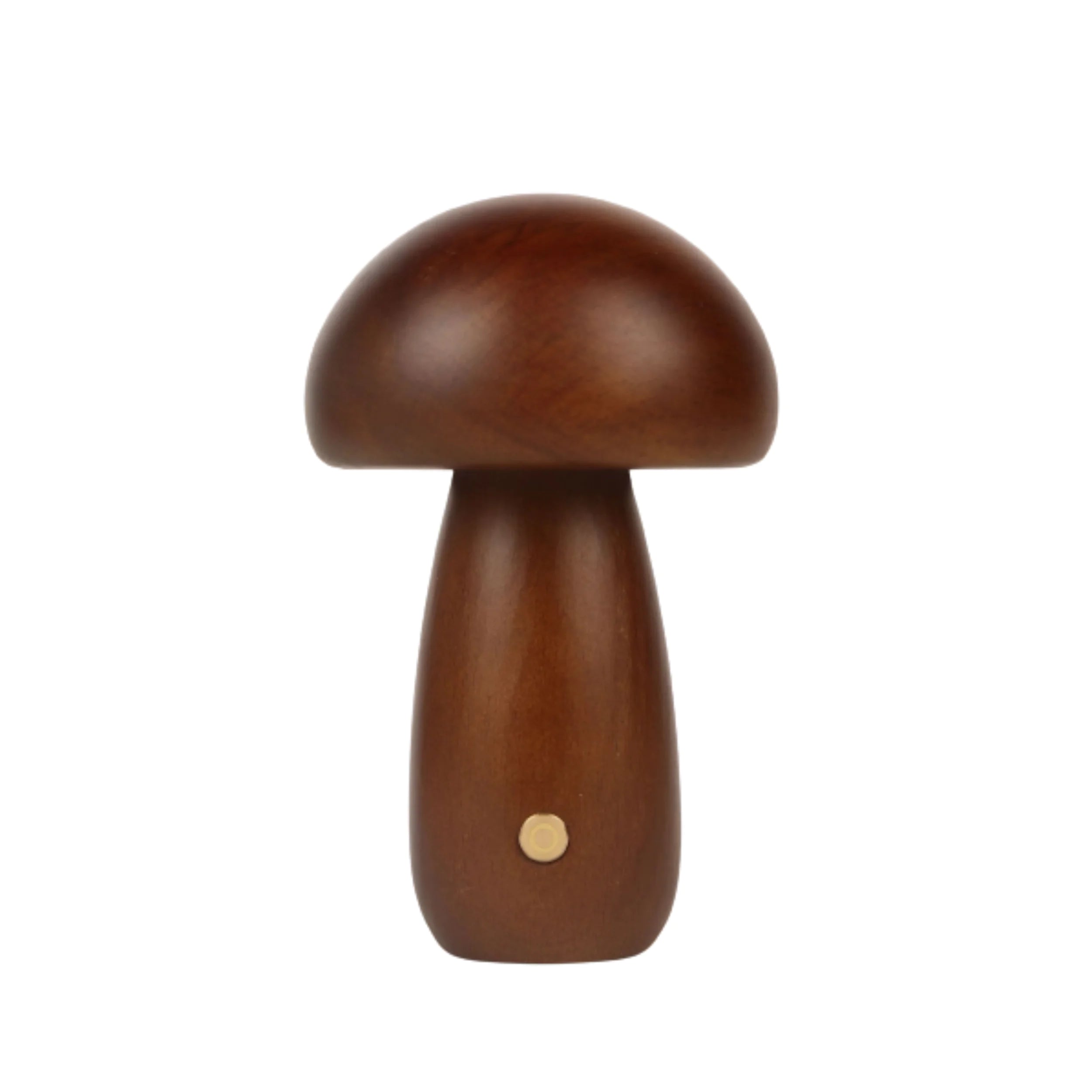 Wooden mushroom-shaped object on a white background